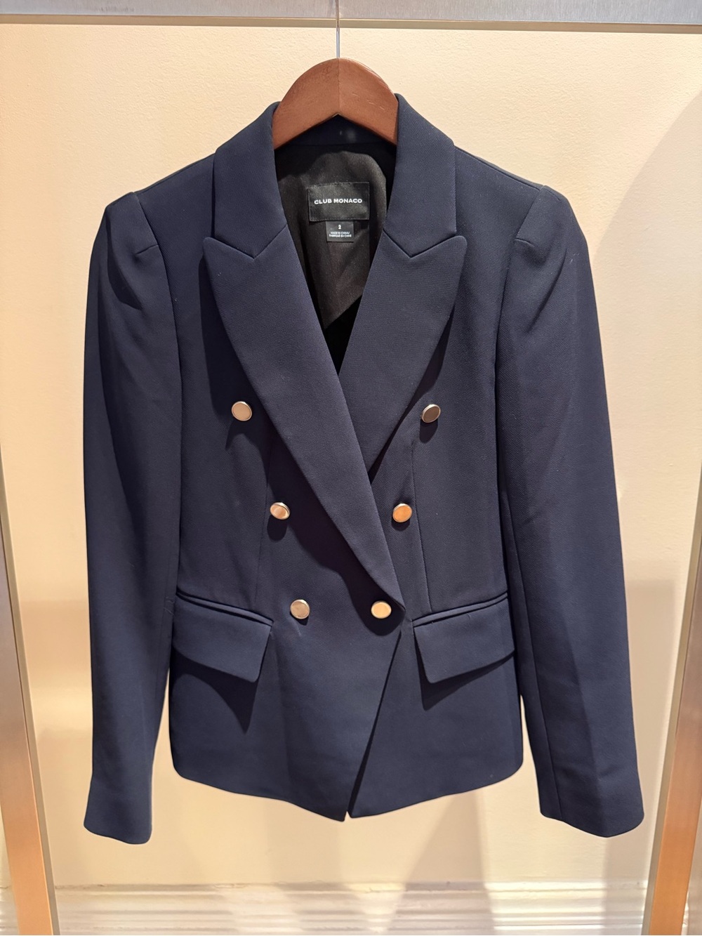 Club Monaco Navy Double-Breasted Gold-Button Blazer